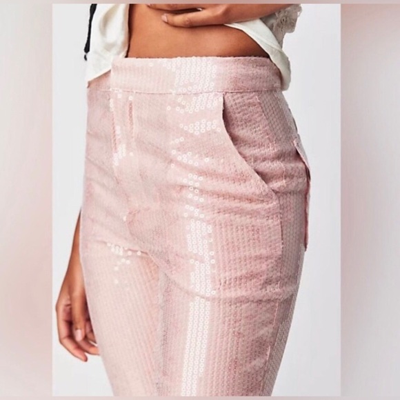 Kim Shui Pants All Over Sequin Pailette in Pink holiday Size Small Brand NWOT - Picture 5 of 15